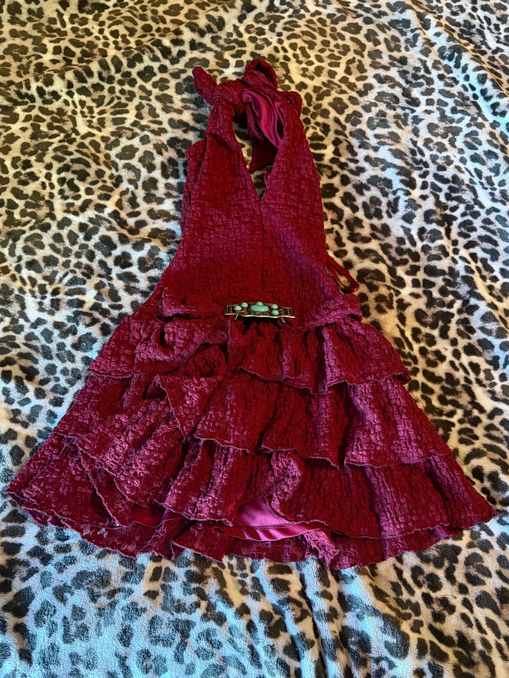 Red/burgundy Windsor ruffled halter mini dress size extra small